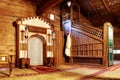 Interior historical wooden `Civisiz` mosque `Gogceli camii` roof in Samsun, Turkey