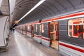 Interior of the Hloubetin metro station in Prague. Czech Republic Royalty Free Stock Photo