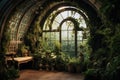 Interior home garden full of beautiful lush plants, tropical indoor plants