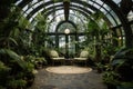 Interior home garden full of beautiful lush plants, tropical indoor plants