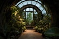 Interior home garden full of beautiful lush plants, tropical indoor plants