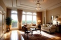 Interior of a hotel Luxury hotel lobby A big and luxurious hotel lobby interior with beautiful chandeliers and a grand Royalty Free Stock Photo