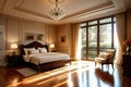 Interior of a hotel Luxury hotel lobby A big and luxurious hotel lobby interior with beautiful chandeliers and a grand Royalty Free Stock Photo