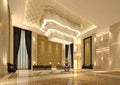 Interior of hotel reception hall 3D illustration