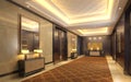 Interior of hotel reception hall 3D illustration