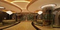 Interior of hotel reception hall 3D illustration