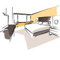 Interior Hotel Room Concept Sketch Layout