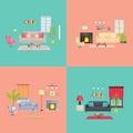 Interior of House Collection Vector Illustration