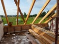 Interior of house under construction.