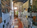 an interior of the Hundertwasser public toilet in Kawakawa town in the Northland region of New Zealand