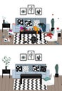 Interior illustration when the party is over and after the cleaning. Vector illustration