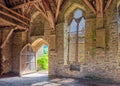 The Great Hall Doorway, Stokesay Castle, Shropshire, England. Royalty Free Stock Photo