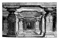 Interior of Indra Sabha at Ellora, vintage illustration