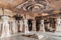 Interior of Indra Sabha Jain cave in Ellora, Maharasthra state, Ind Royalty Free Stock Photo
