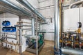 Interior of industrial, gas boiler house with a lot of boilers a Royalty Free Stock Photo