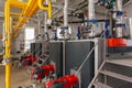 Interior of industrial gas boiler house with many pipes and boil Royalty Free Stock Photo