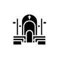 Interior inside of Catholic Church line color icon. Isolated vector element.