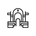 Interior inside of Catholic Church line color icon. Isolated vector element.