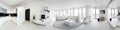 interior flat home apartment staircase room hotel white couch panoramic hall panorama. Generative AI. Royalty Free Stock Photo