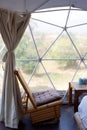 Interior inside Geodesic dome Tents in Asia.