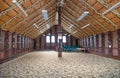 The interior inside of Maori Marae a sacred meeting ground in Whakarewarewa the living Maori village. Royalty Free Stock Photo