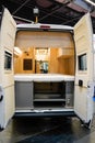 Interior inside new modern luxury camper van Travel motorhome Royalty Free Stock Photo