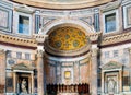 Interior and inside of Pantheon roman temple and catholic church in rome Italy. Royalty Free Stock Photo