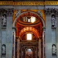 Interior inside the st peters basilica catholic church in the vatican city in rome,