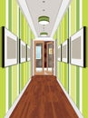 Interior of an internal corridor. Design of an old corridor. Hallway illustration.