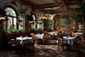 Interior italian restaurant. Generate Ai Royalty Free Stock Photo