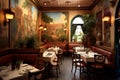 Interior italian restaurant. Generate Ai Royalty Free Stock Photo