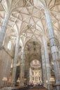 The interior of Jeronimos Monastery, Lisbon, Portugal Royalty Free Stock Photo