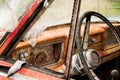 Interior of a Junked Jeep Pickup Truck Royalty Free Stock Photo