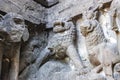 Interior of the Kailasa temple (lion sculptures), Ellora caves, Maharashtra, India