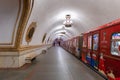 Interior of Kievskaya subway station in Moscow, Russia. Royalty Free Stock Photo