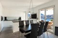 Interior, kitchen with black dining table