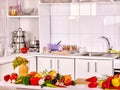 Interior of kitchen with vegetables Royalty Free Stock Photo