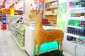 The interior landscape of a drugstore, a statue of a deer
