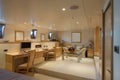 Refined interior of a large luxury motor boat Royalty Free Stock Photo