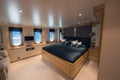 Refined interior of a large luxury motor boat Royalty Free Stock Photo