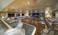 Refined interior of a large luxury motor boat Royalty Free Stock Photo