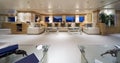 Refined interior of a large luxury motor boat Royalty Free Stock Photo