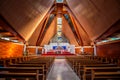 Interior of large modern catholic cathedral