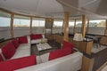 Interior of large salon area of luxury motor yacht Royalty Free Stock Photo