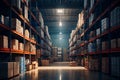 The interior of the Large Storage Room with shelves, racks, and merchandise. Business background