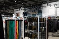 interior of a large store selling clothes and accessories in a mall, discount time concept Royalty Free Stock Photo