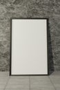 Interior layout with poster dark frame, marble wall, cement floor, 3d render Royalty Free Stock Photo
