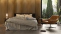 Interior light bedroom. Scandinavian style. 3D rendering