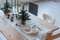 Interior light kitchen with christmas decor and tree Royalty Free Stock Photo