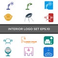 interior light logo design with line style vector illustration